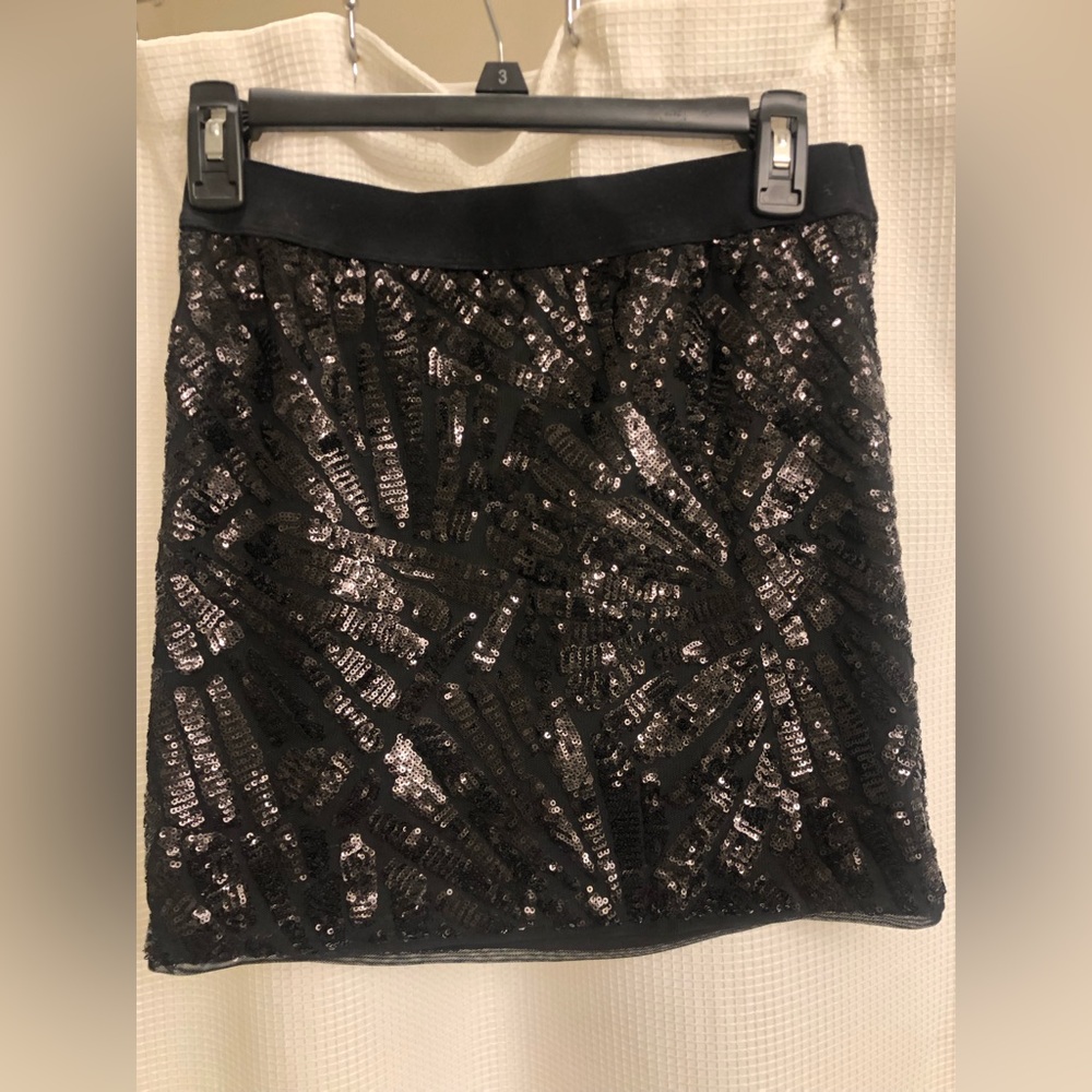 BCBGMaxAzria Black Sequin Mini Skirt